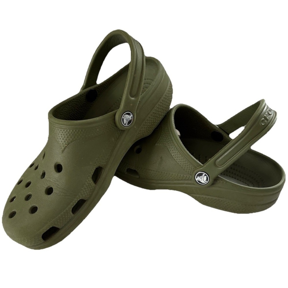 Vintage Crocs Classic Clogs Army Green Made in Canada Unisex Mens 4 Womens 6